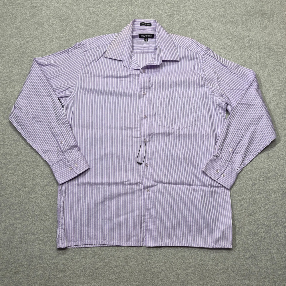 Park Avenue Mens Shirt 42cm XL White Blue Check Button Down Slim Fit Formal Long